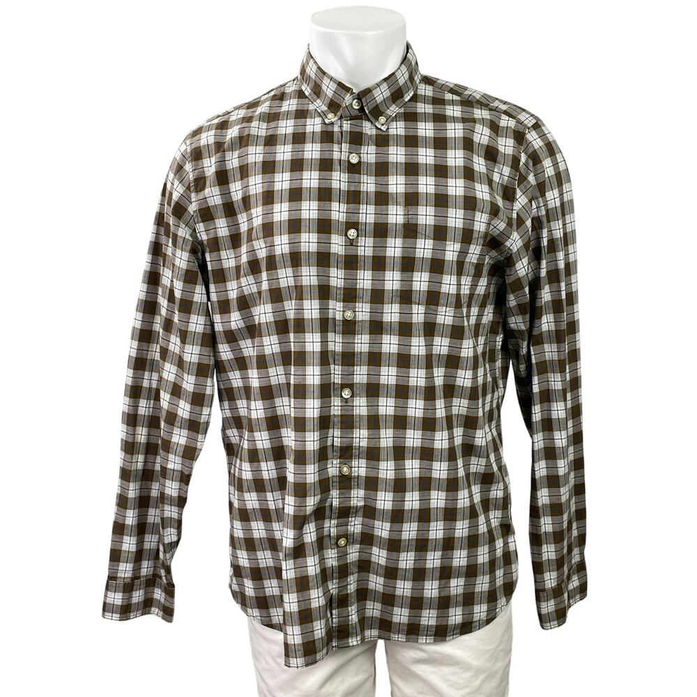 Gap Men's Olive Green Stretch Standard Fit Long Sleeve Button Down Shirt Top L